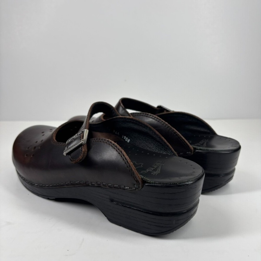Dansko Merrie Women's US 11.5–12/42 Brown Leather Mary Jane Comfort Buckle Clogs - Picture 11 of 16